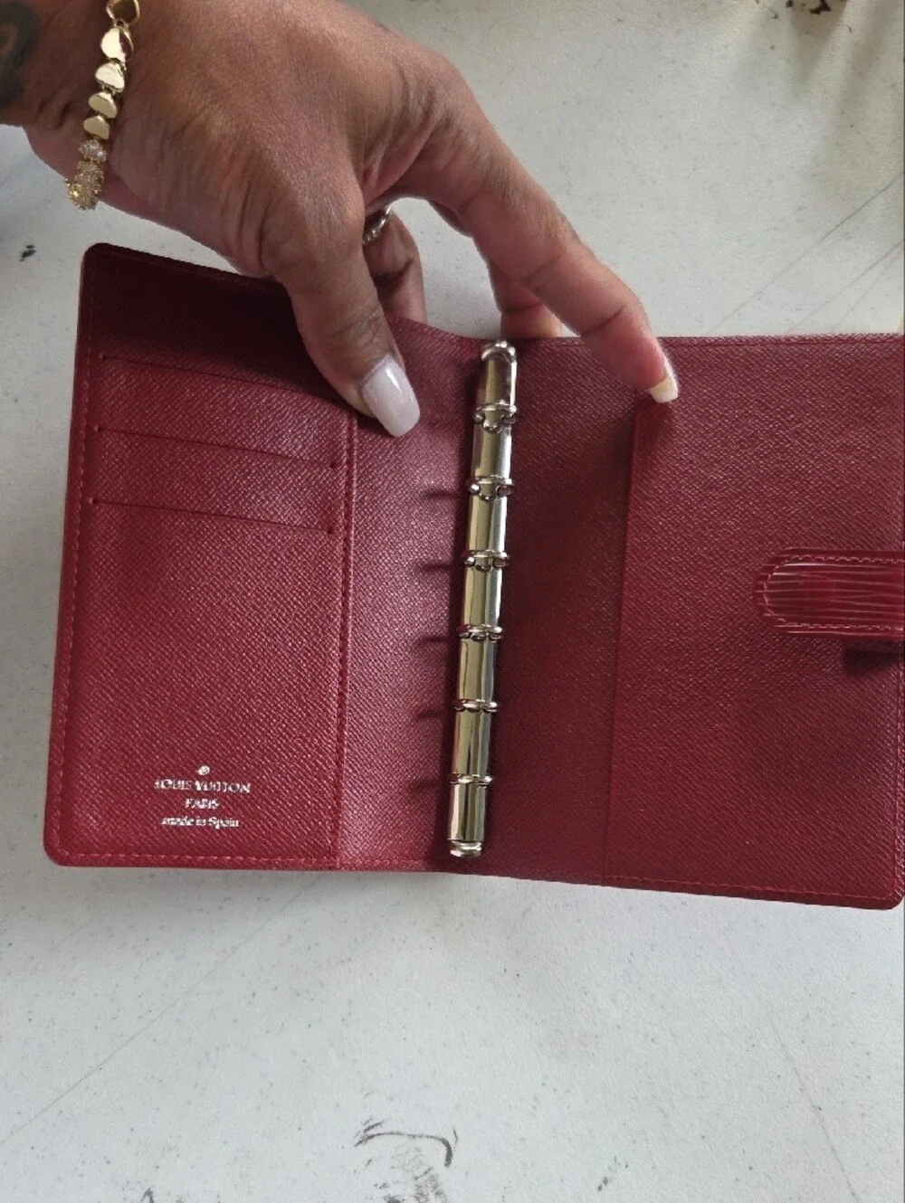 Louis Vuitton Red Epi Textured Leather Folio Phone Case with Snap Strap